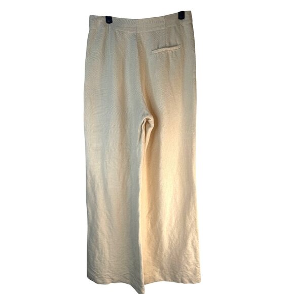 ZARA Womens Small Linen Beige Wide-Leg Pants - Picture 2 of 12